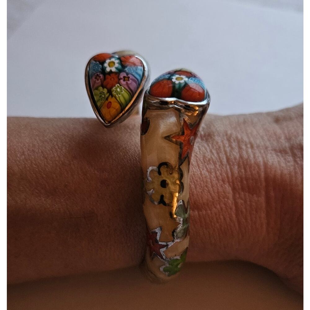 Alan K Murano Millefiori Glass Snake Hinged Bracelet/Bangle - Picture 4 of 5